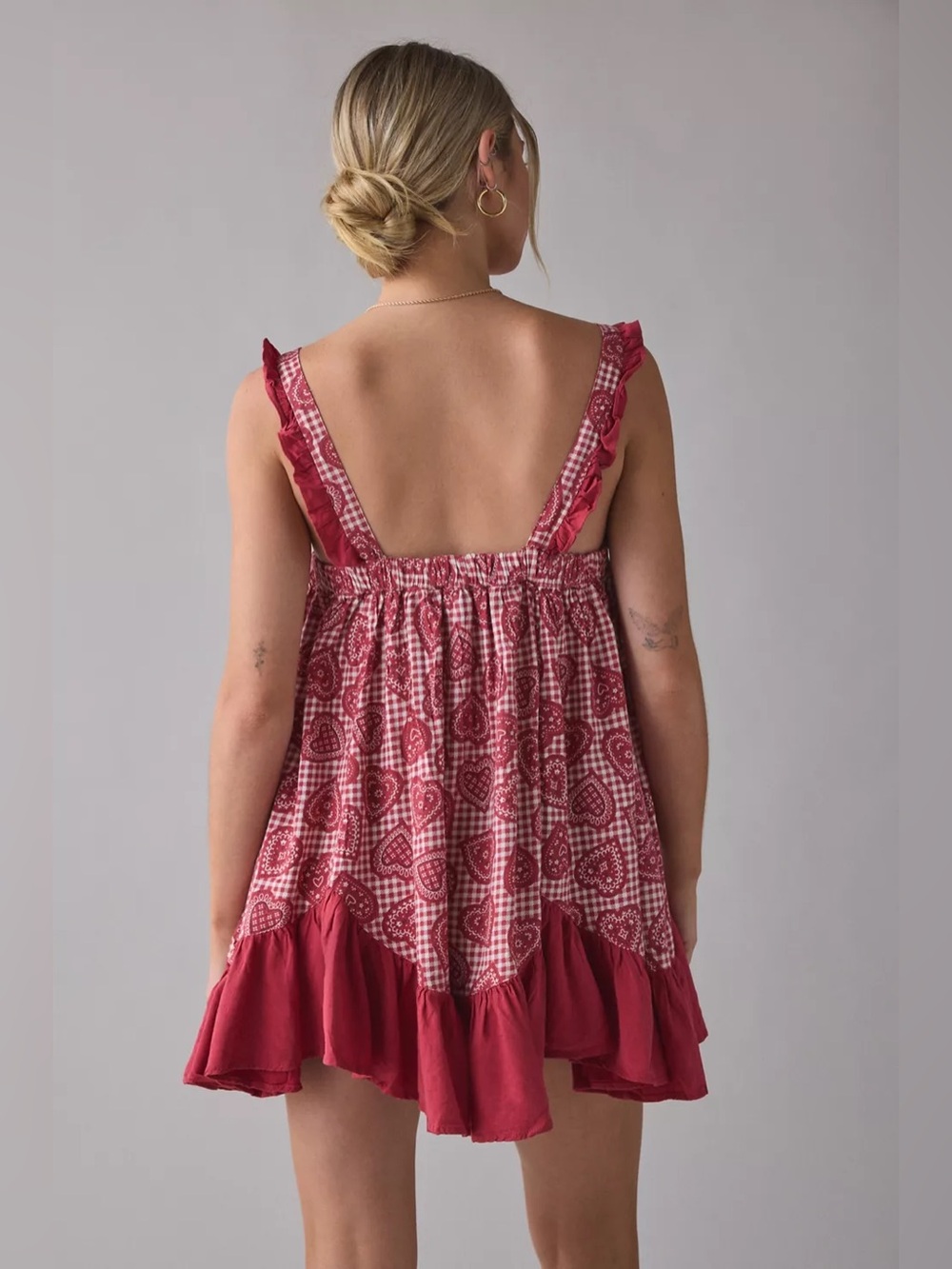 UO Out From Under Eat Your Heart Out Ruffle Babydoll Sleep Dress - Picture 4 of 4